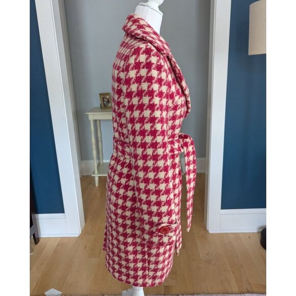 DIA Wool Alpaca Hot Pink Large Hounds Tooth Fitted Coat Size Small - Picture 6 of 15